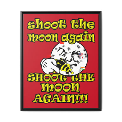 shoot the moon again - framed canvas art (dark red)