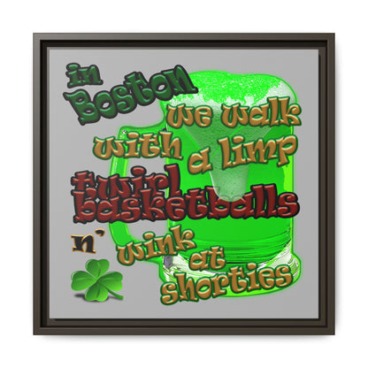 celtics logo - framed canvas art (light grey)