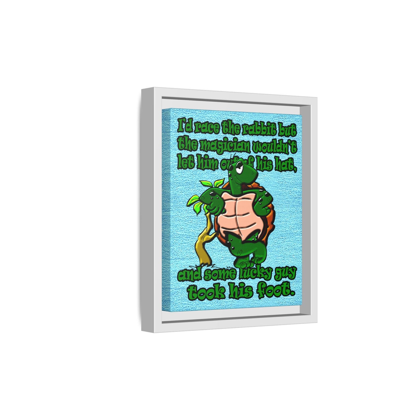 turtle race - framed canvas art (faded blue)