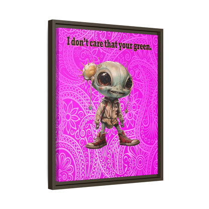 I don't care that your green - framed canvas art (pink swirl)