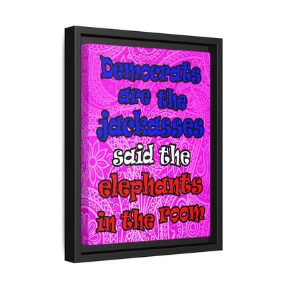 donkeys and elephants - framed canvas art (pink swirl)
