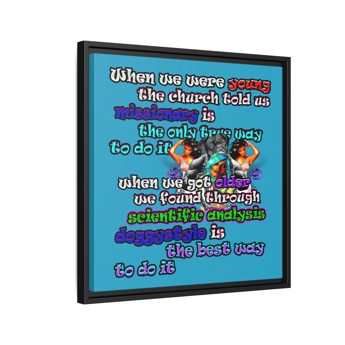 doggystyle - framed canvas art (turquoise)