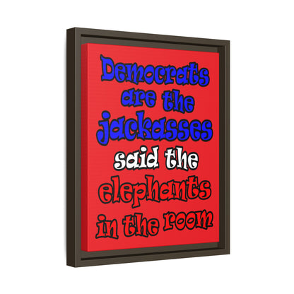 donkeys and elephants - framed canvas art (red)