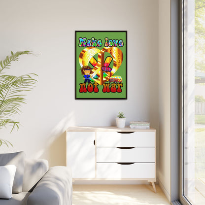 love peace - framed canvas art (green)