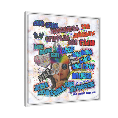 drop the beat - framed canvas art (white marble)
