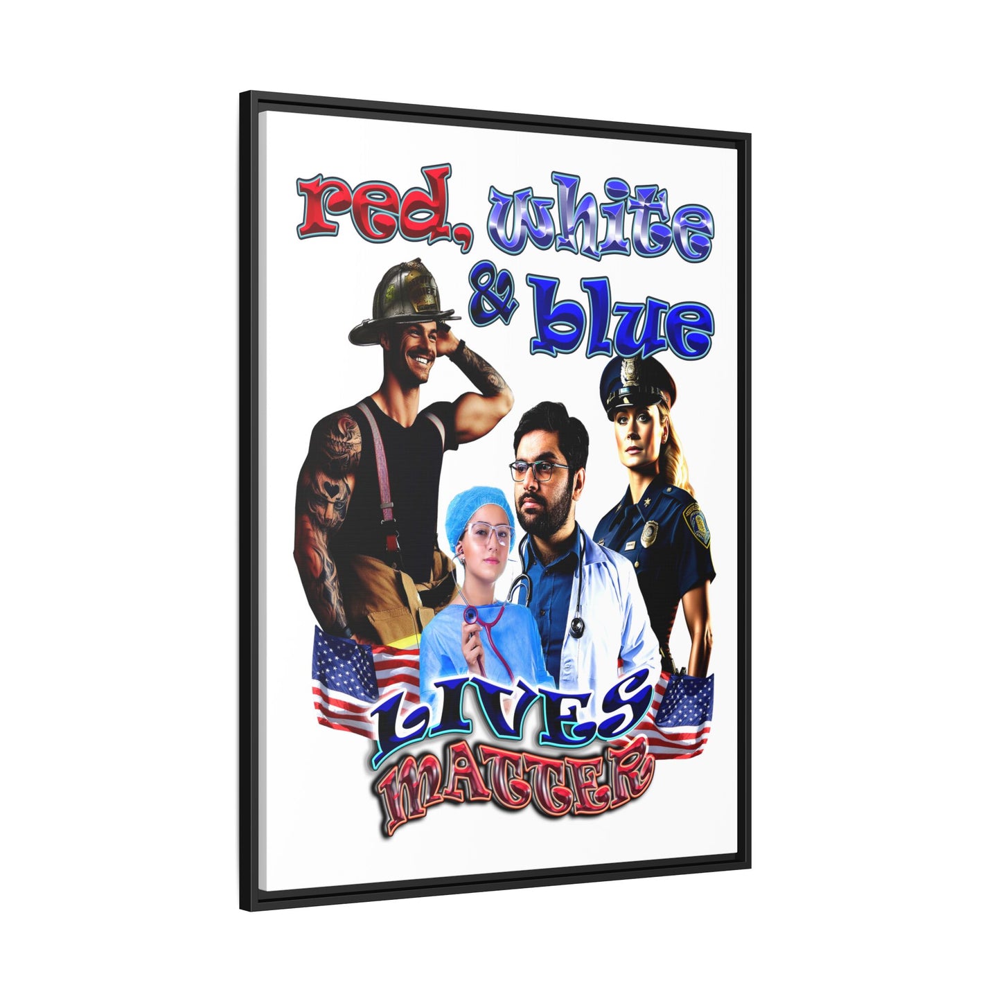 rw&b lives matter - framed canvas art (white)