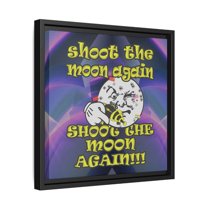 shoot the moon again - framed canvas art (grey-pink wave)