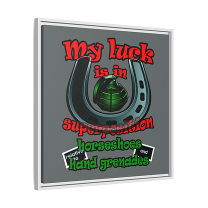 my luck - framed canvas art (dark grey)
