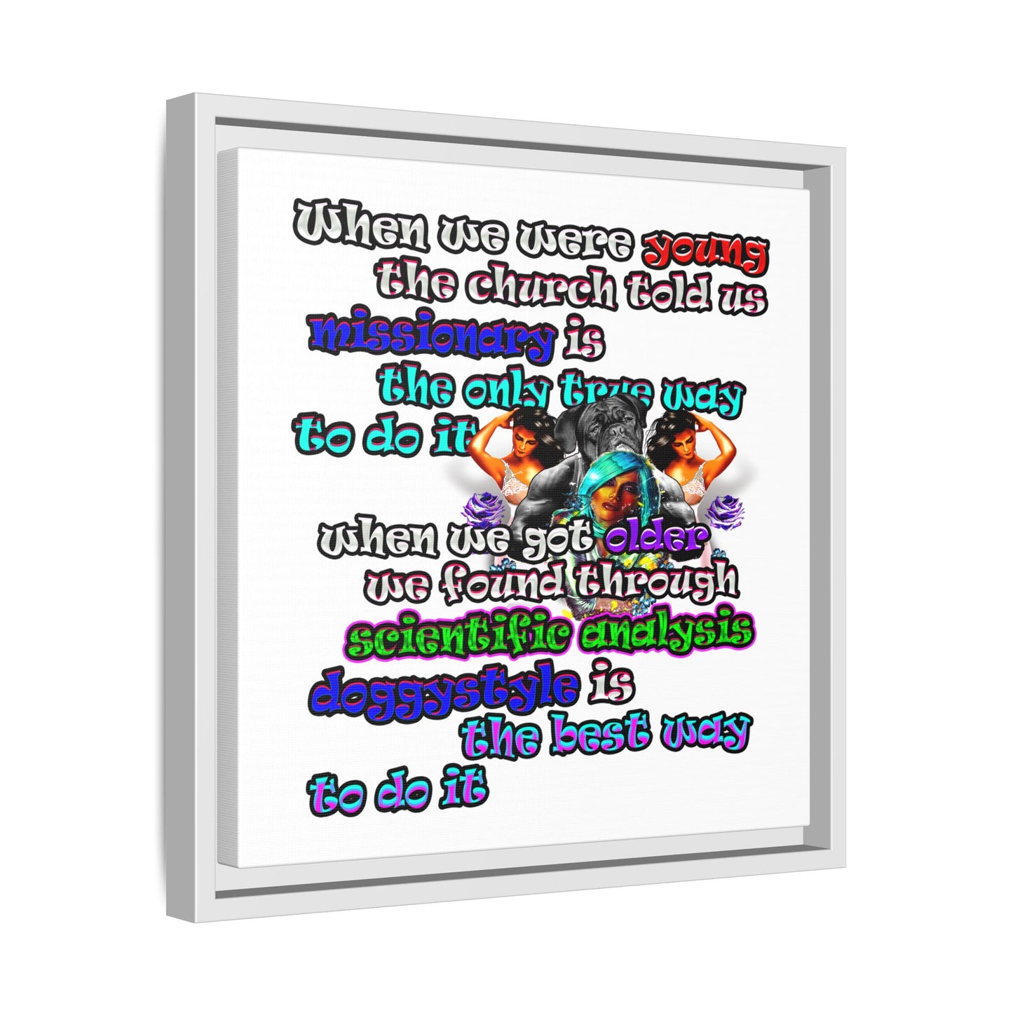 doggystyle - framed canvas art (white)