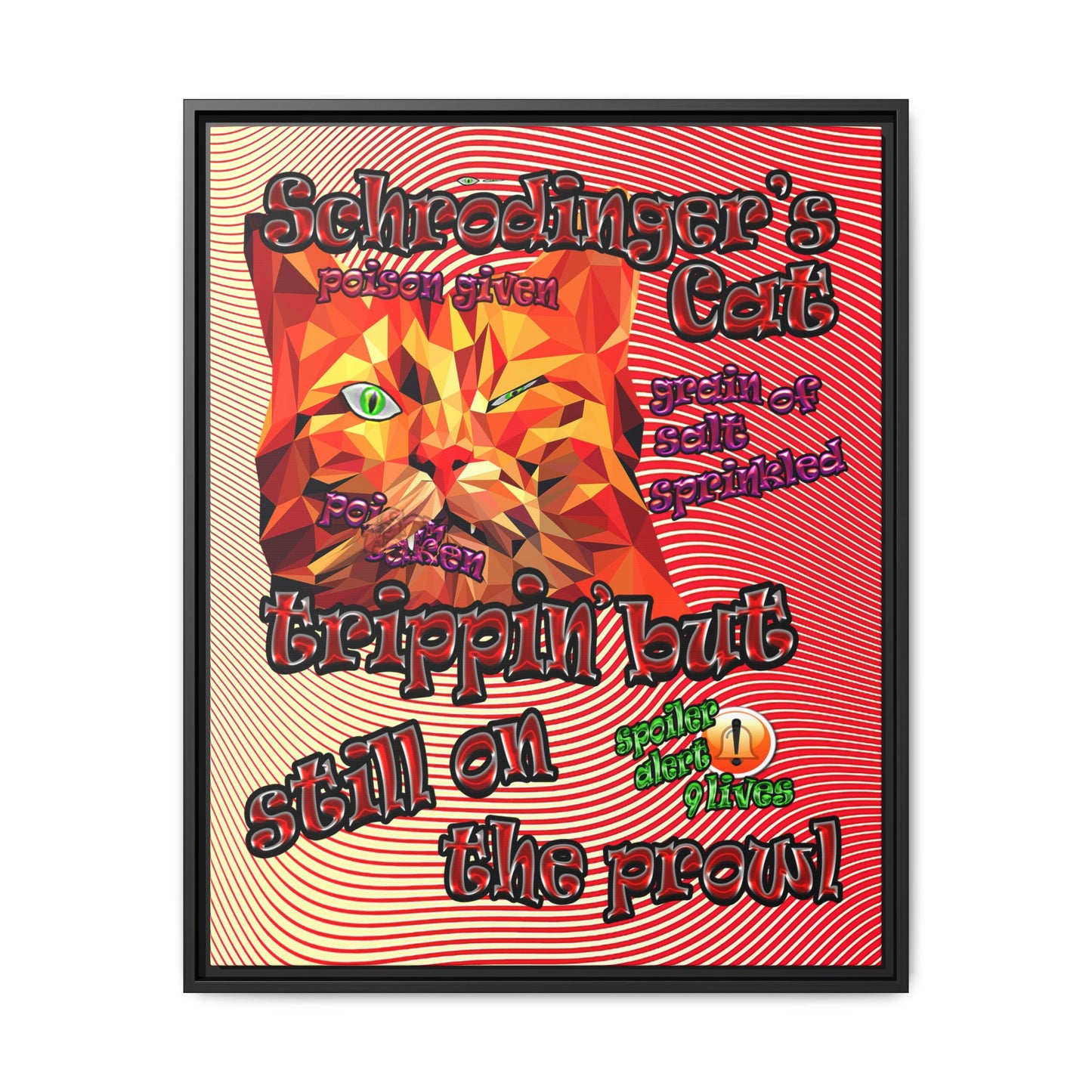 schrodinger's cat - framed canvas art (yellow-orange wave)
