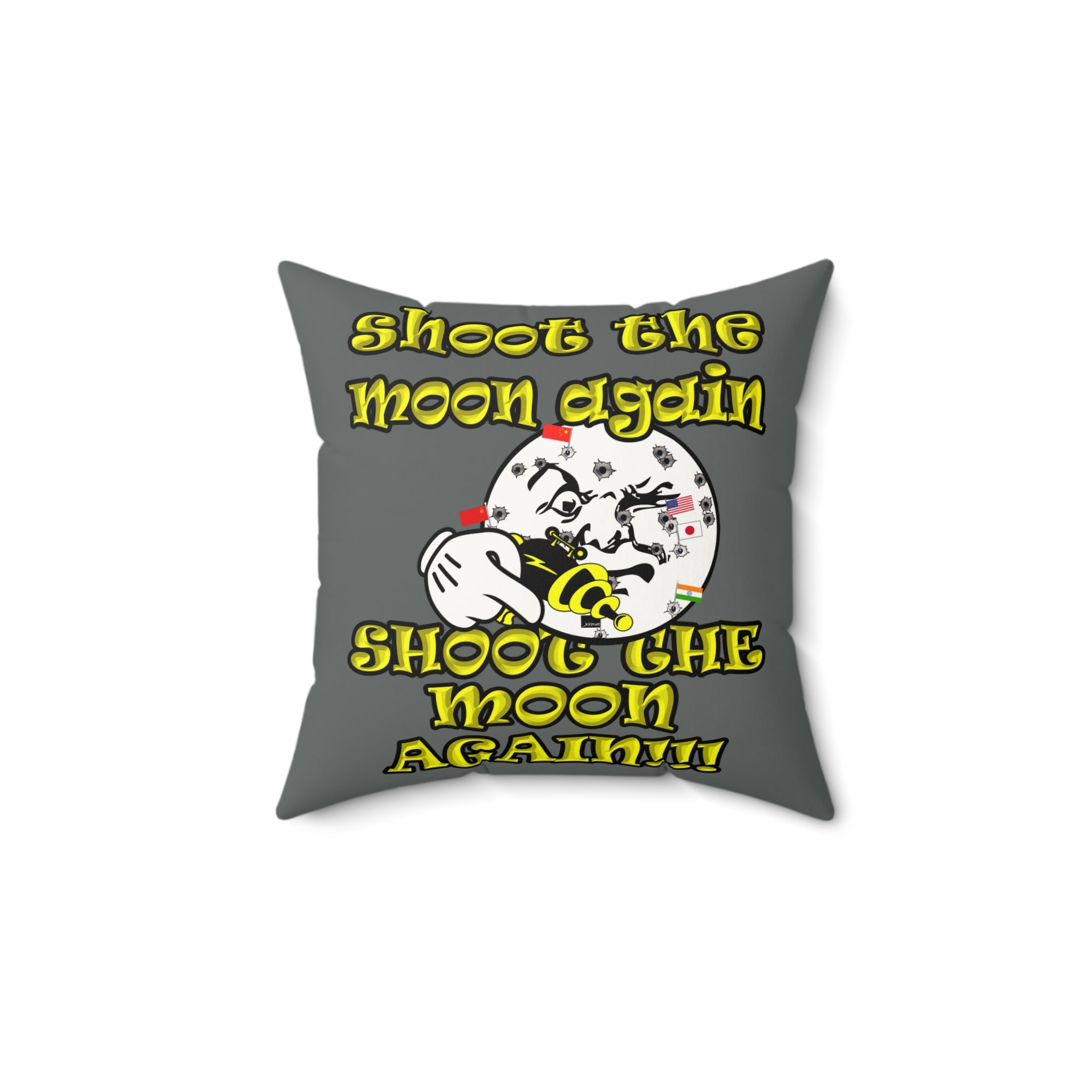 shoot the moon again - Faux Suede Square Pillow - (dark grey)