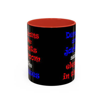 donkeys and elephants - Accent Mug (black)