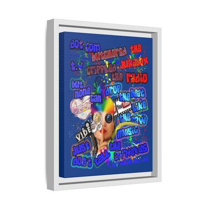 drop the beat - framed canvas art (dark blue)
