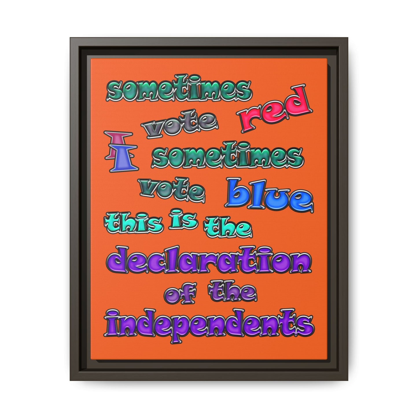declaration of the independents - framed canvas art (orange)