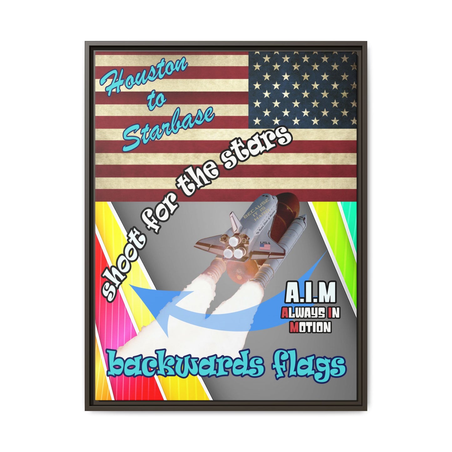 shoot for the stars - framed canvas art (rainbow split)
