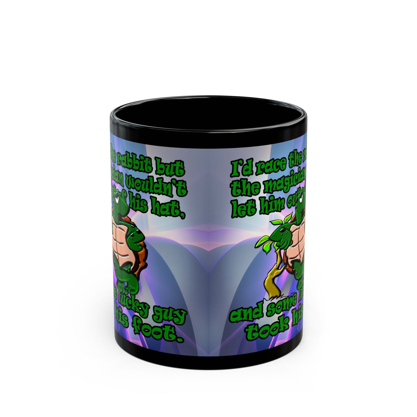 turtle race - Black Mug (grey-pink wave)