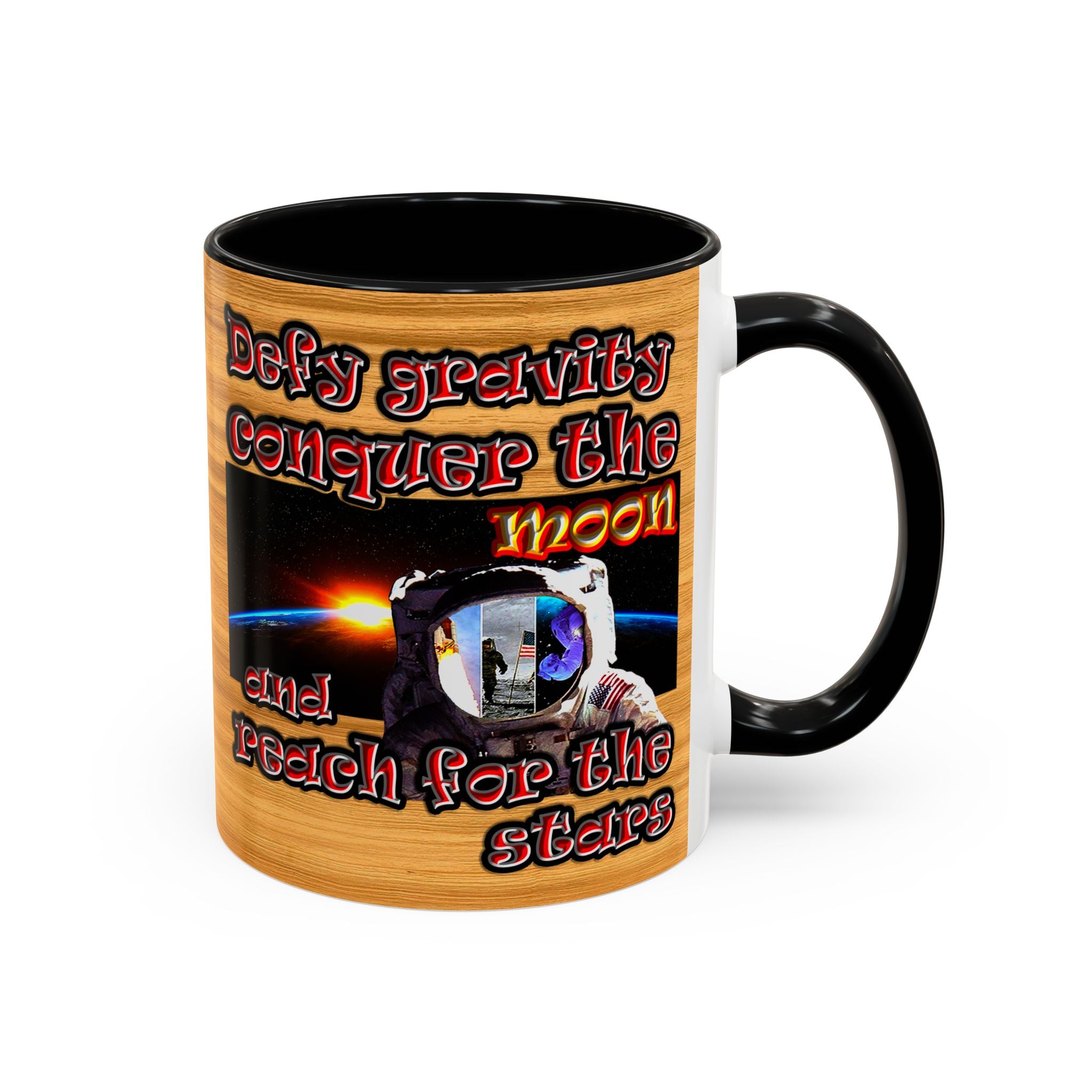 defy conquer reach - Accent Mug (butterscotch wood finish)