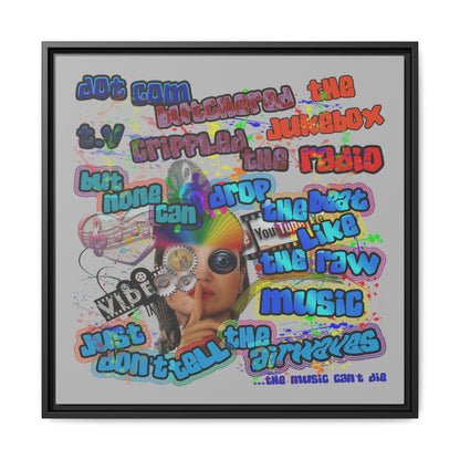 drop the beat - framed canvas art (light grey)