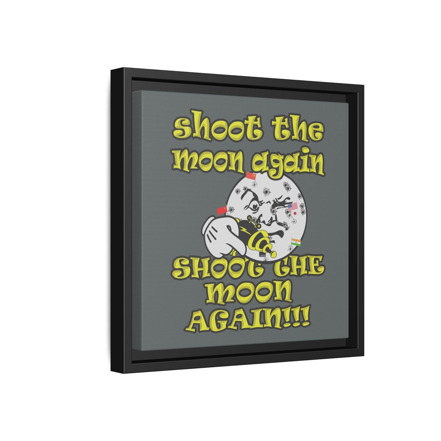 shoot the moon again - framed canvas art (dark grey)