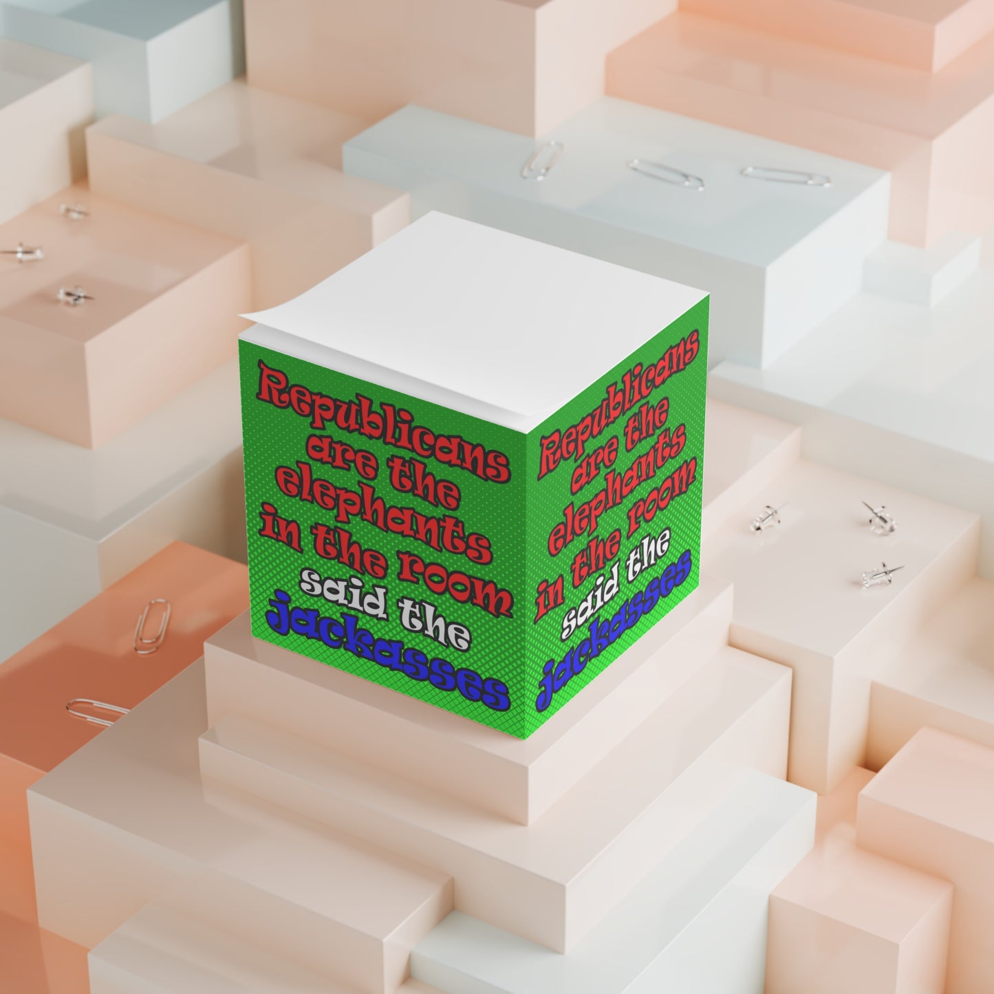 donkeys and elephants - note cube (logo green)