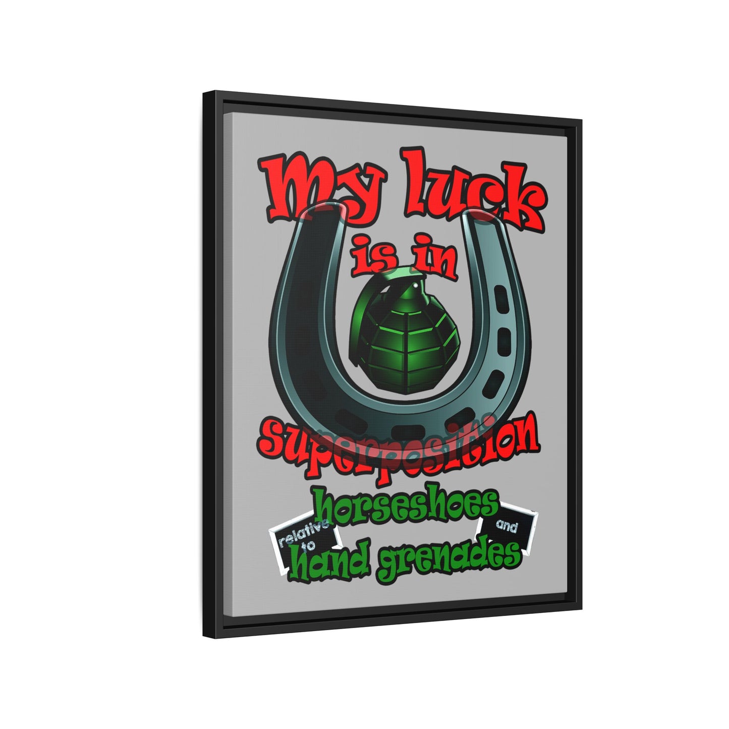 my luck - framed canvas art (light grey)