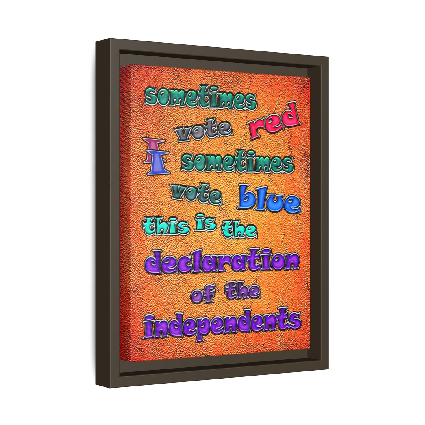 declaration of the independents - framed canvas art (burnt orange)