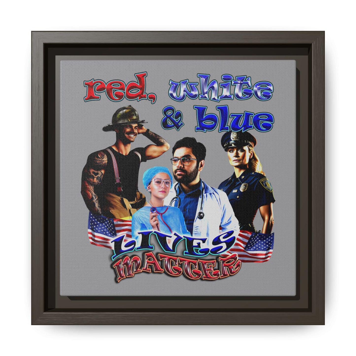 rw&b lives matter - framed canvas art (grey)