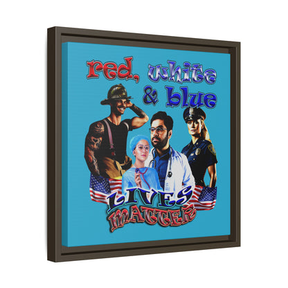 rw&b lives matter - framed canvas art (turquoise)