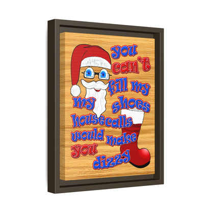 santa's shoes - framed canvas art (butterscotch wood finish)