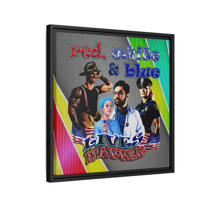 rw&b lives matter - framed canvas art (rainbow split)