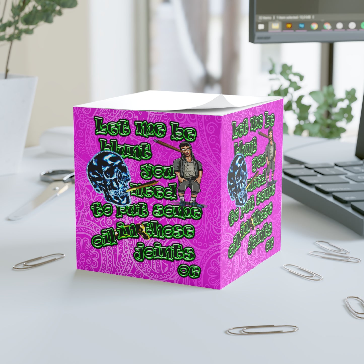 og - note cube (pink swirl)