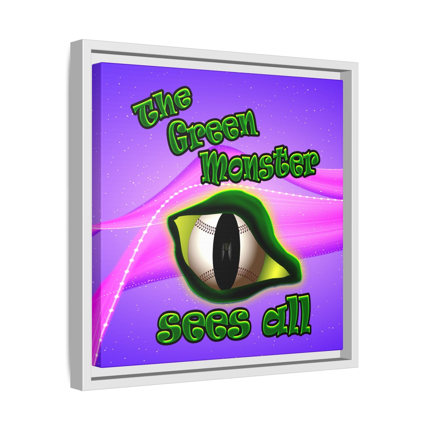 green monster - framed canvas art (purple-pink wave)