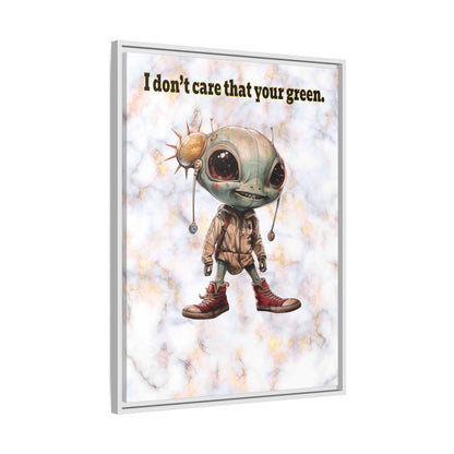 I don't care that your green - framed canvas art (white marble)