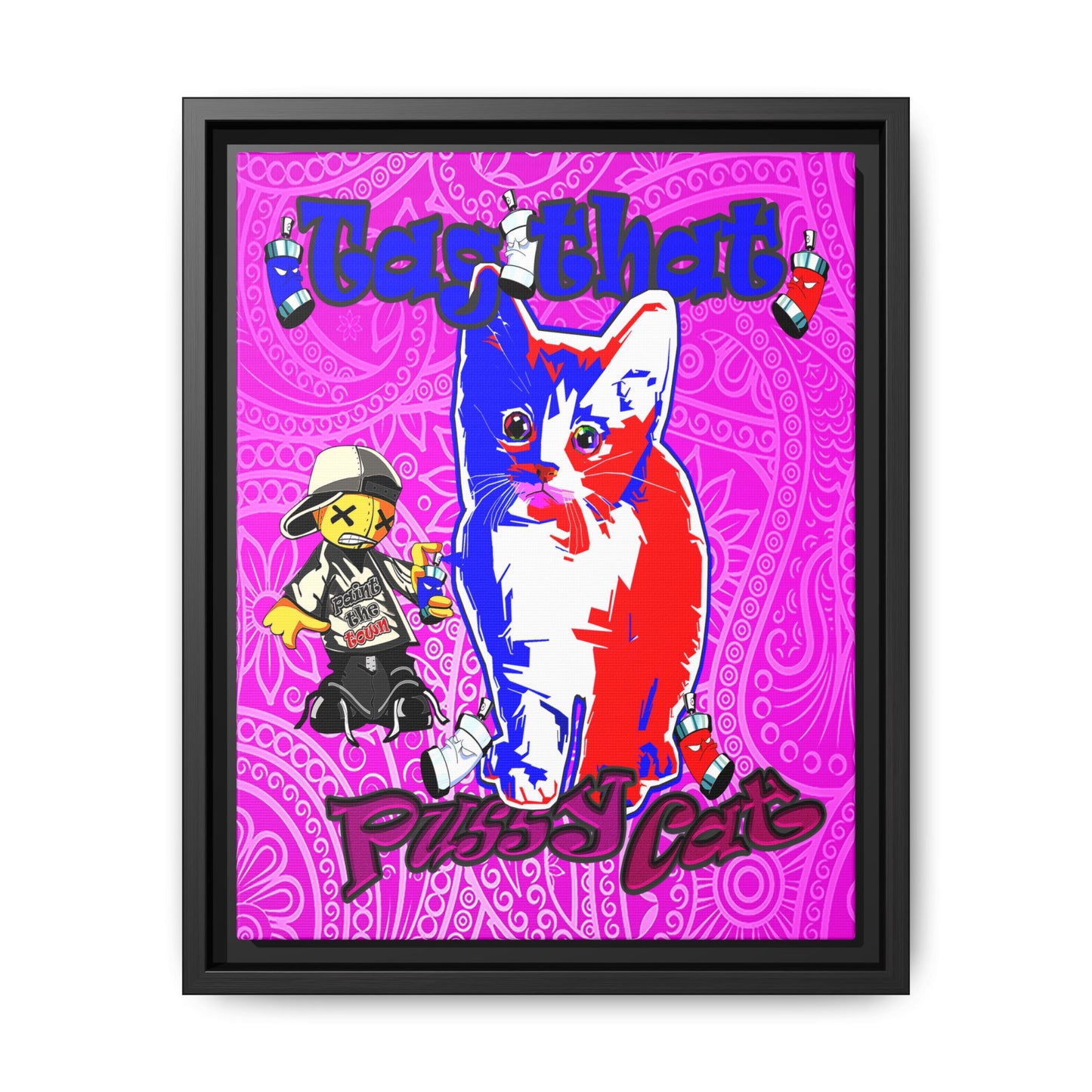 tag that - framed canvas art (pink swirl)