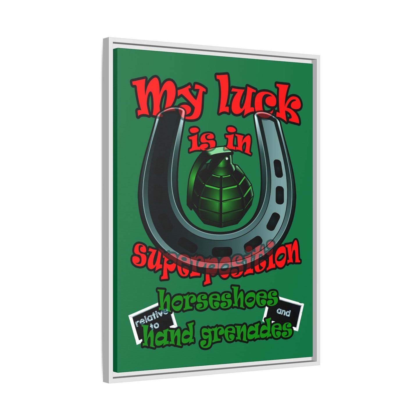my luck - framed canvas art (dark green)