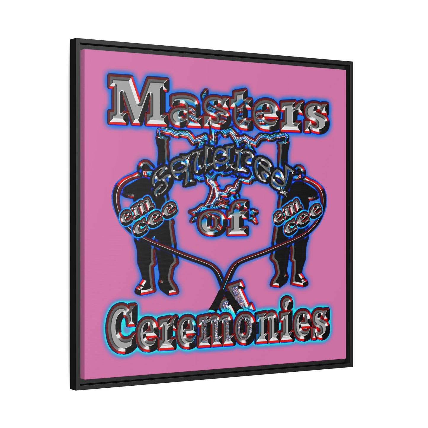 em cee squared - framed canvas art (light pink)