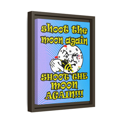 shoot the moon again - framed canvas art (light blue-purple wave)
