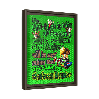 christmas spirits of boston - framed canvas art (logo green)