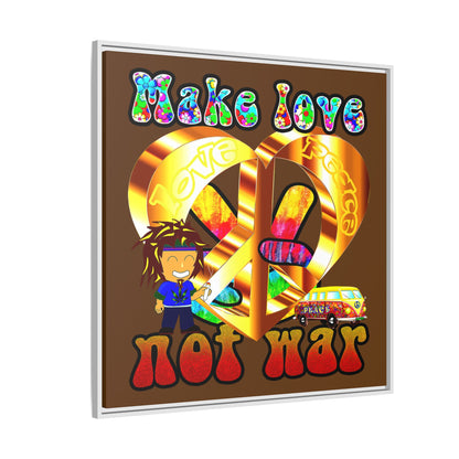 love peace - framed canvas art (brown)
