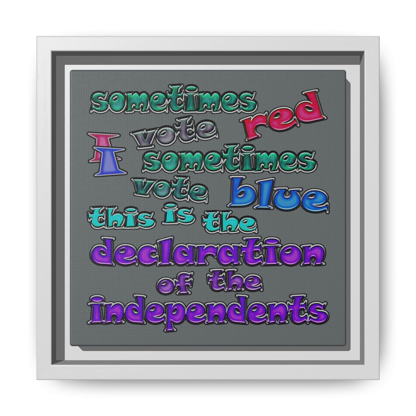 declaration of the independents - framed canvas art (dark grey)