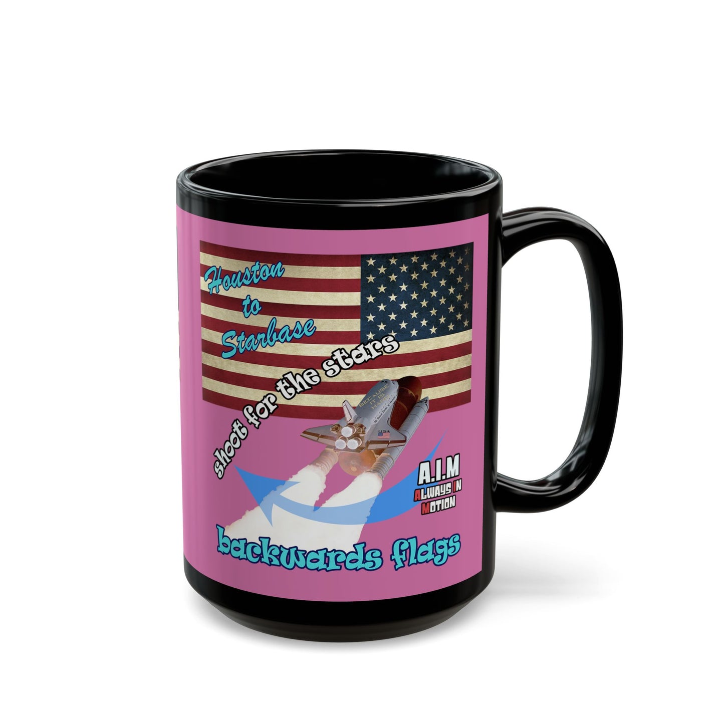 shoot for the stars - Black Mug (light pink)