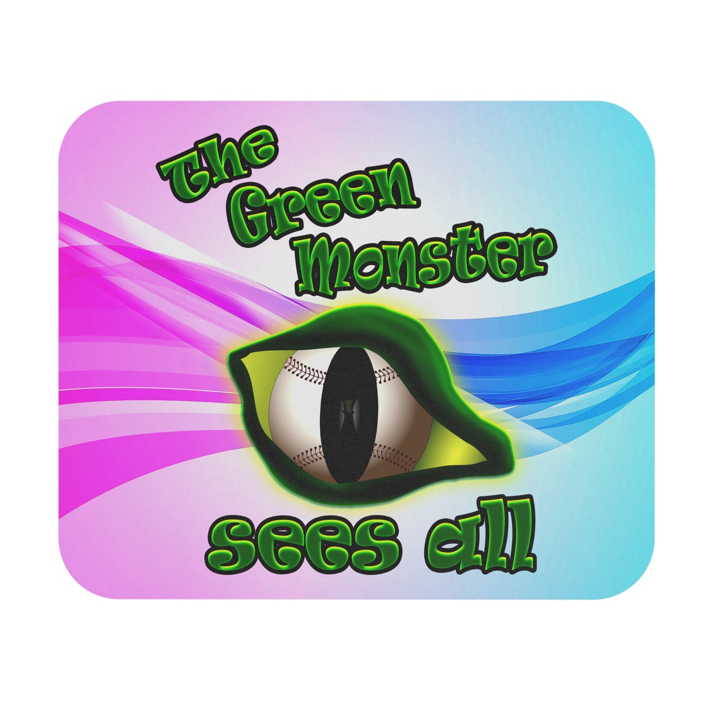 green monster - Mouse Pad (Rectangle) (light blue-pink wave)