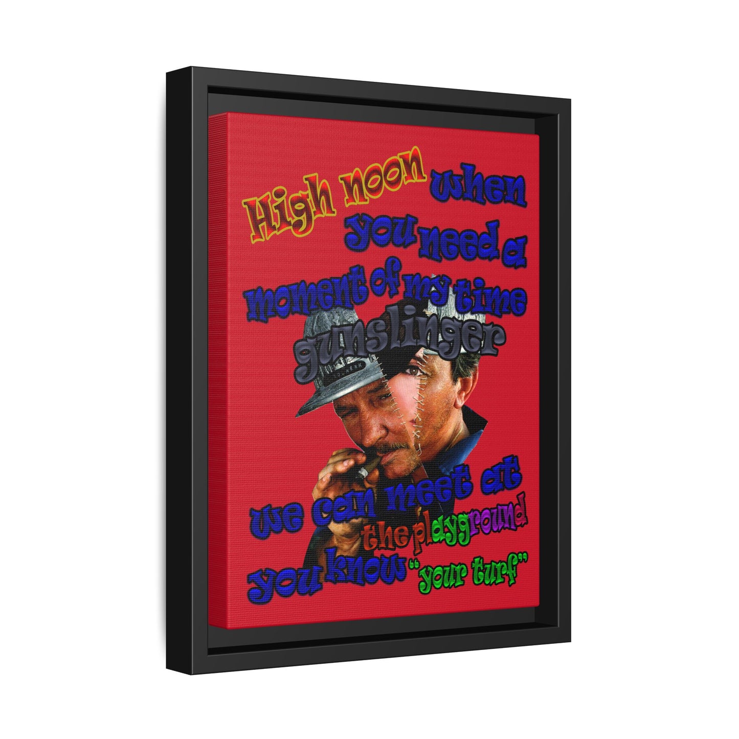 high noon - framed canvas art (dark red)