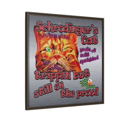 schrodinger's cat - framed canvas art (brushed nickel)