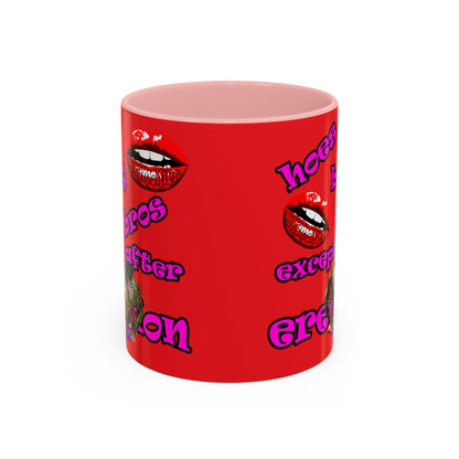 hoes b4 bros - Accent Mug (red)