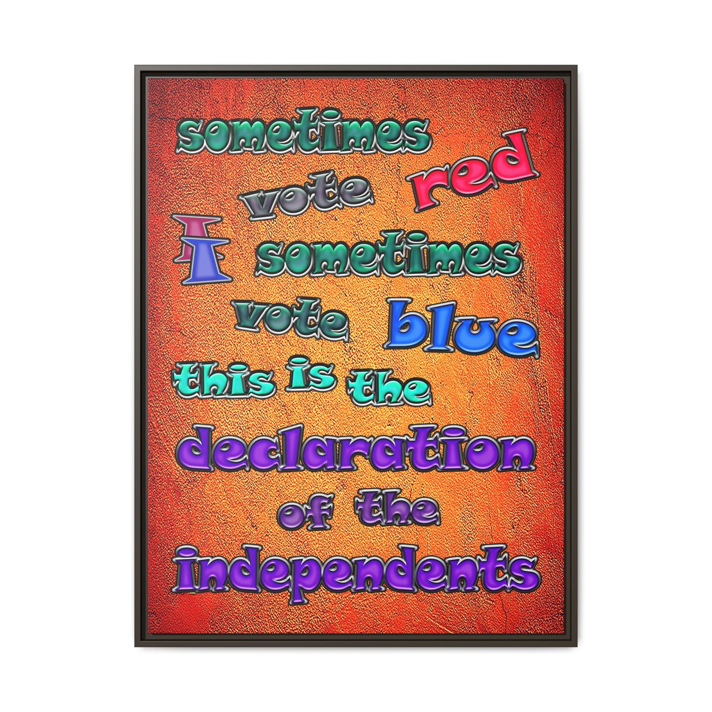 declaration of the independents - framed canvas art (burnt orange)