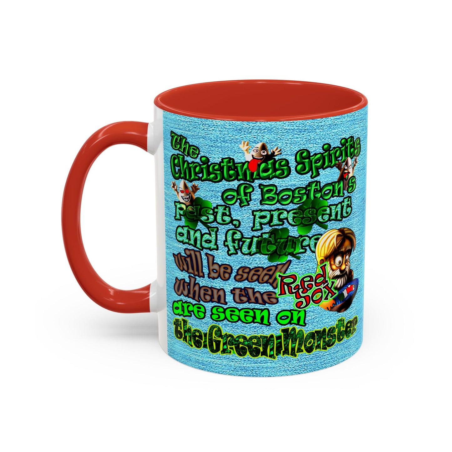 christmas spirits of boston - Accent Mug (faded blue)