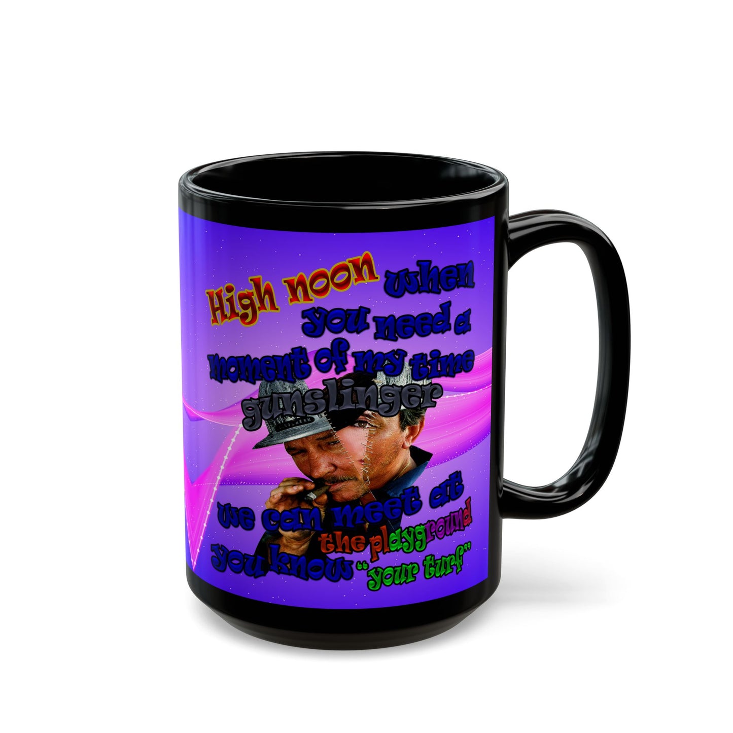 high noon - Black Mug (purple-pink wave)