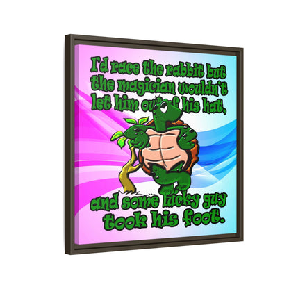 turtle race - framed canvas art (light blue-pink wave)