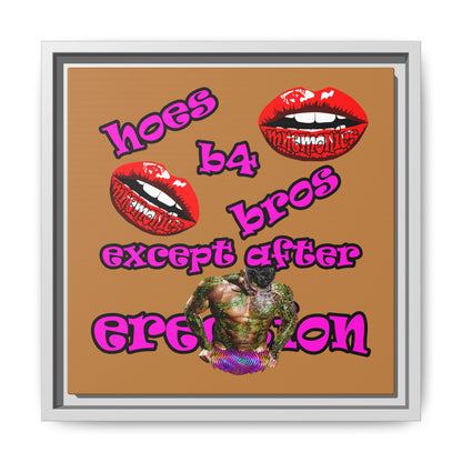 hoes b4 bros - framed canvas art (light brown)